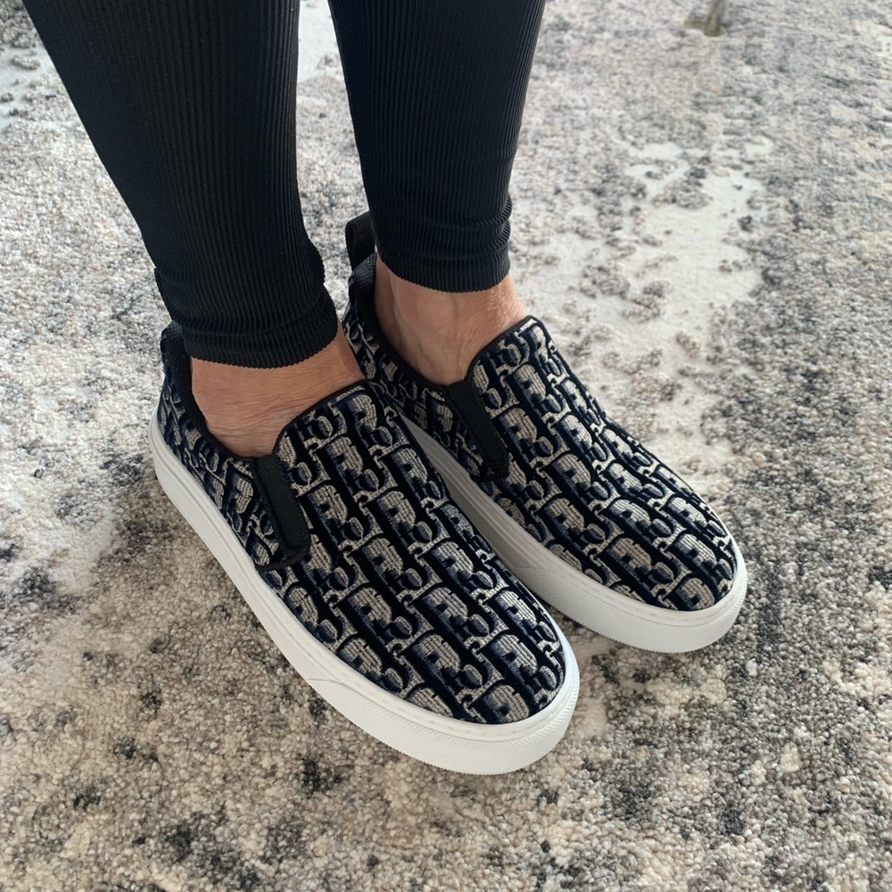Dior Solar Oblique Navy Slip on Sneakers